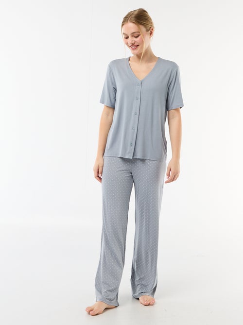 Pigiama lungo stampato a pois - 2 pezzi - Kiabi