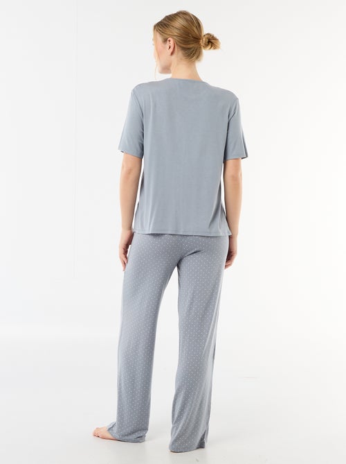 Pigiama lungo stampato a pois - 2 pezzi - Kiabi