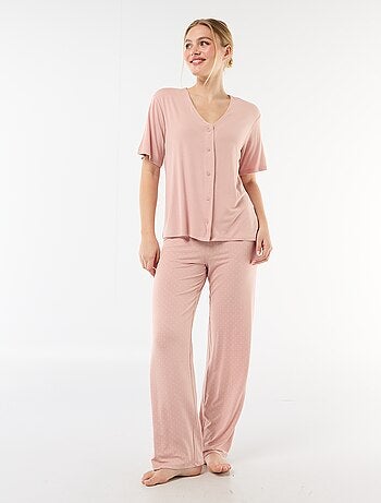 Pigiama lungo stampato a pois - 2 pezzi