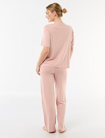 Pigiama lungo stampato a pois - 2 pezzi