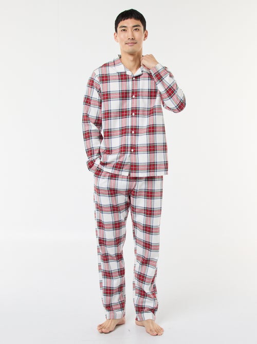 Pigiama lungo stampato a quadri - 2 pezzi - Kiabi