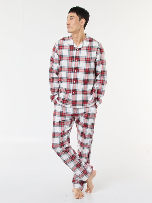 Pigiama lungo stampato a quadri - 2 pezzi - Kiabi