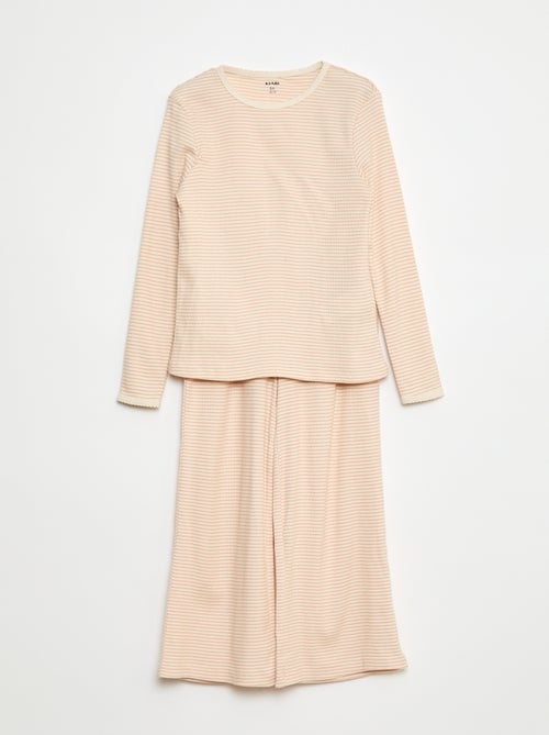 Pigiama lungo stampato a righe - 2 pezzi - Kiabi