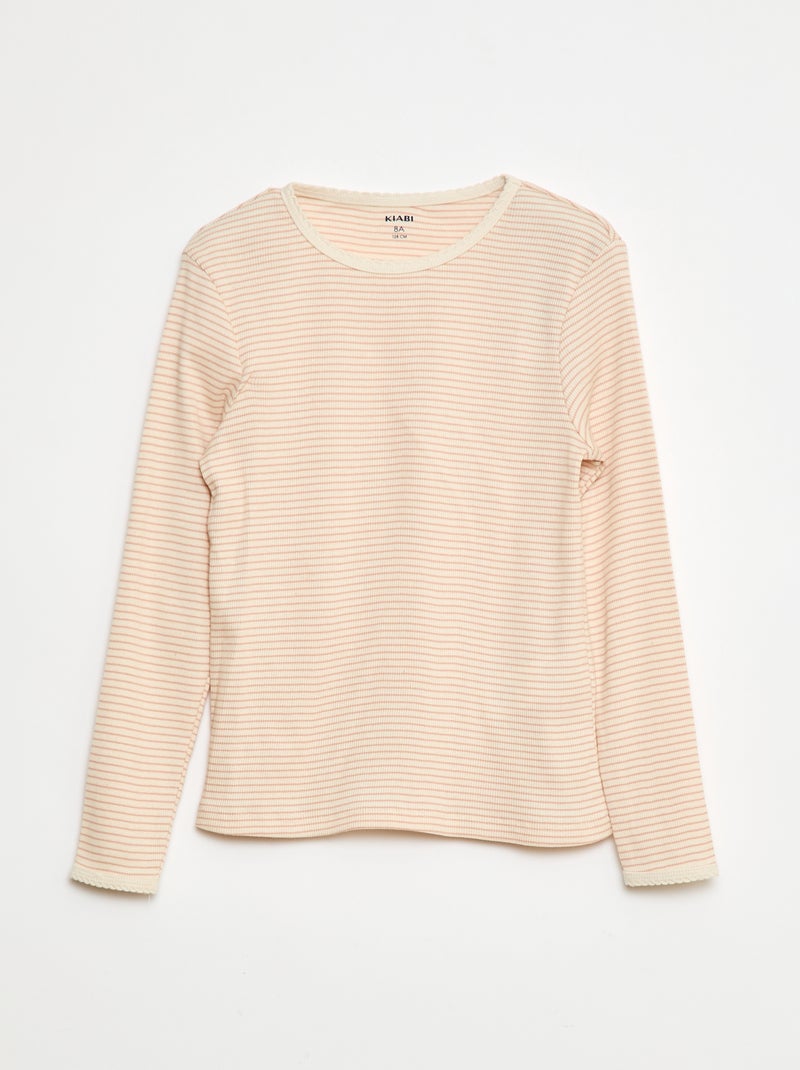 Pigiama lungo stampato a righe - 2 pezzi Beige - Kiabi