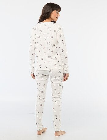 Pigiama lungo stampato + gilet senza maniche - 3 pezzi