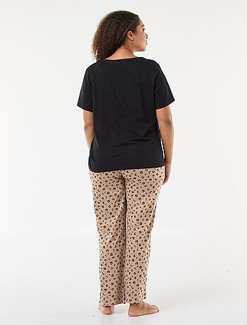 Pigiama lungo stampato leopardato - 2 pezzi