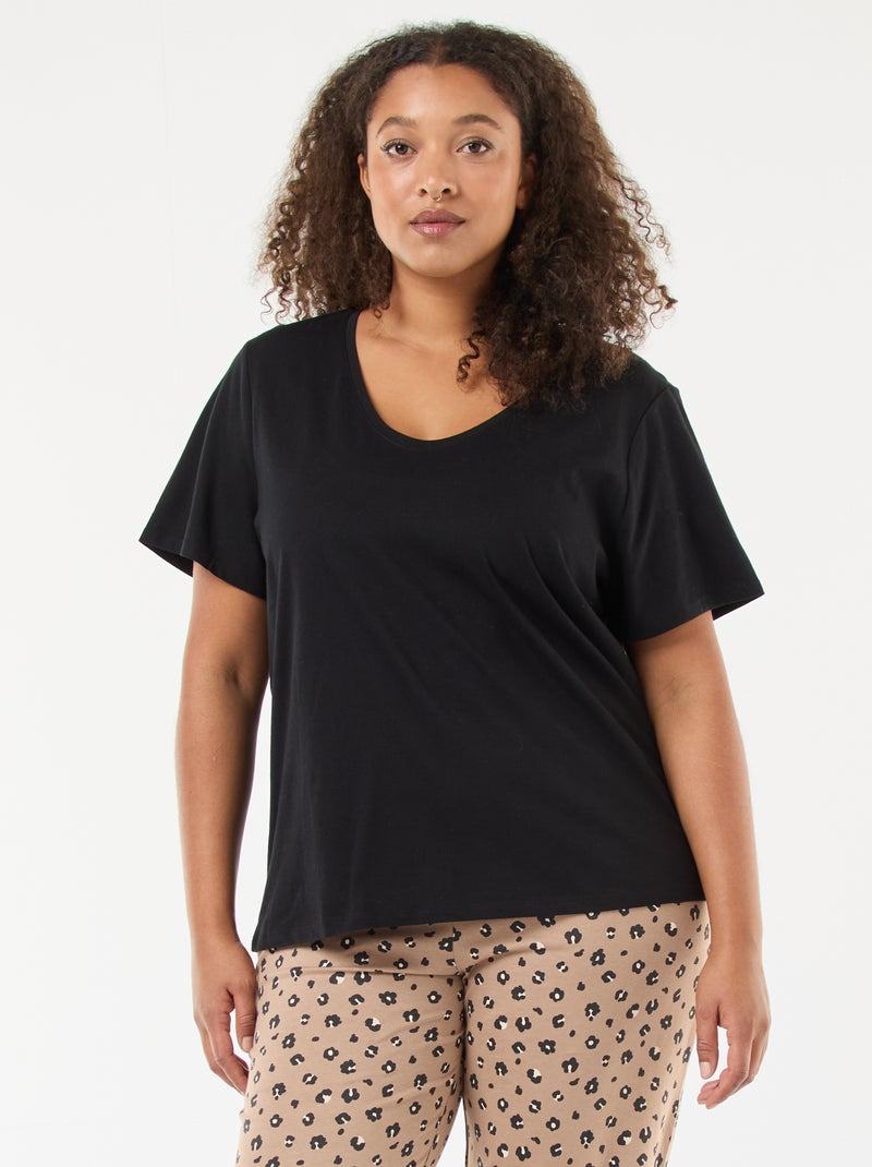 Pigiama lungo stampato leopardato - 2 pezzi Beige - Kiabi