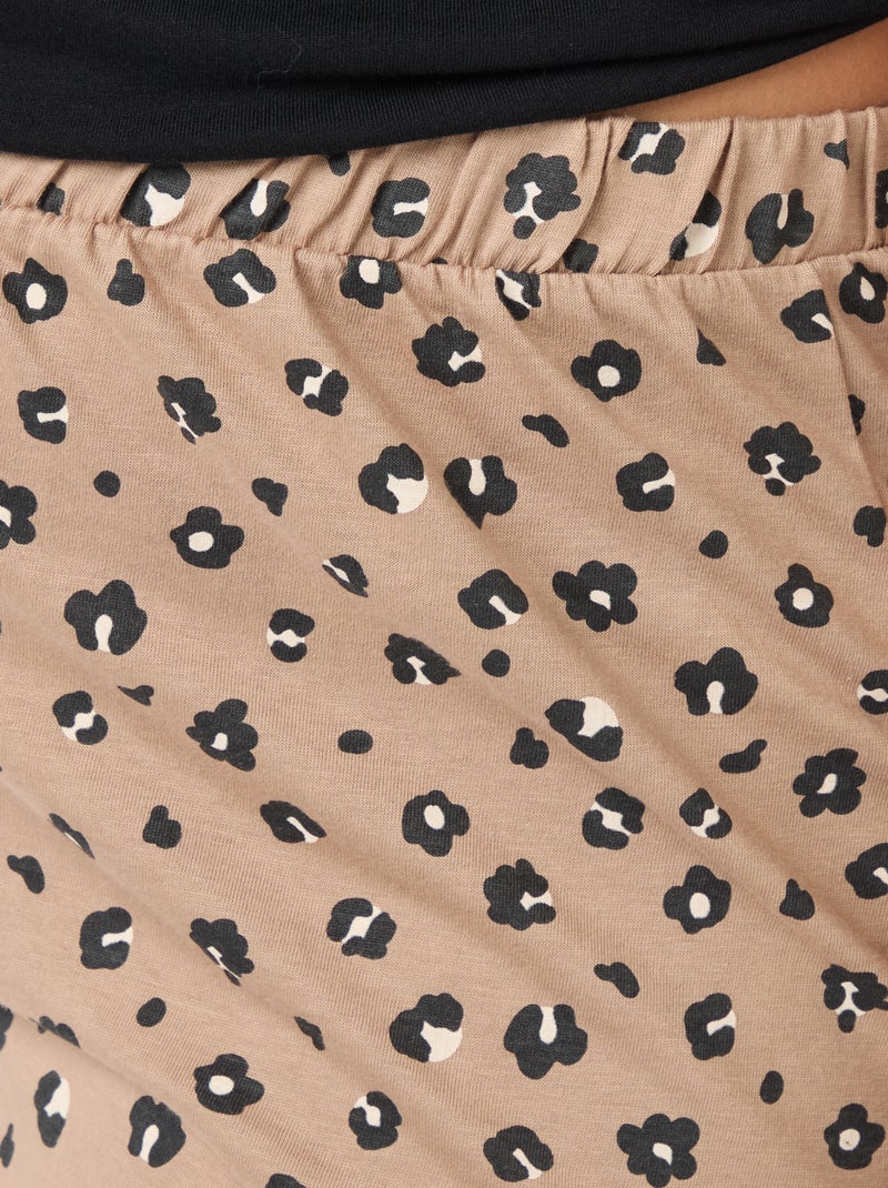 Pigiama lungo stampato leopardato - 2 pezzi Beige - Kiabi