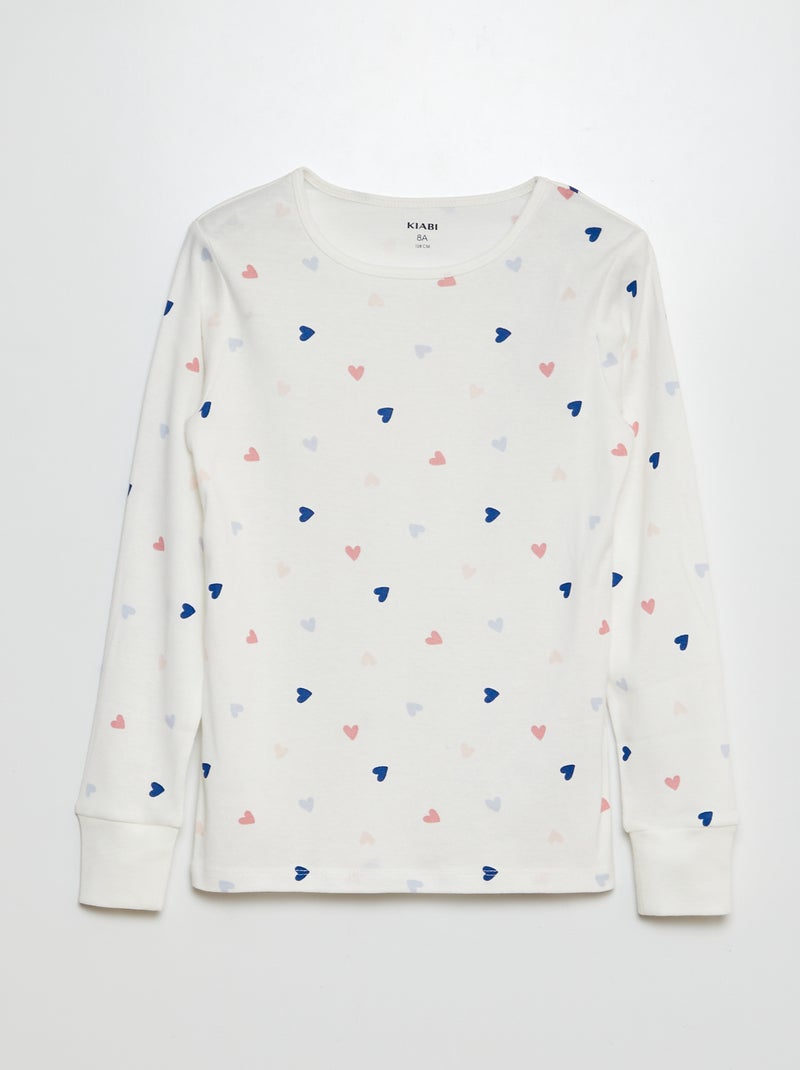 Pigiama lungo t-shirt + pantaloni - 2 pezzi BIANCO - Kiabi