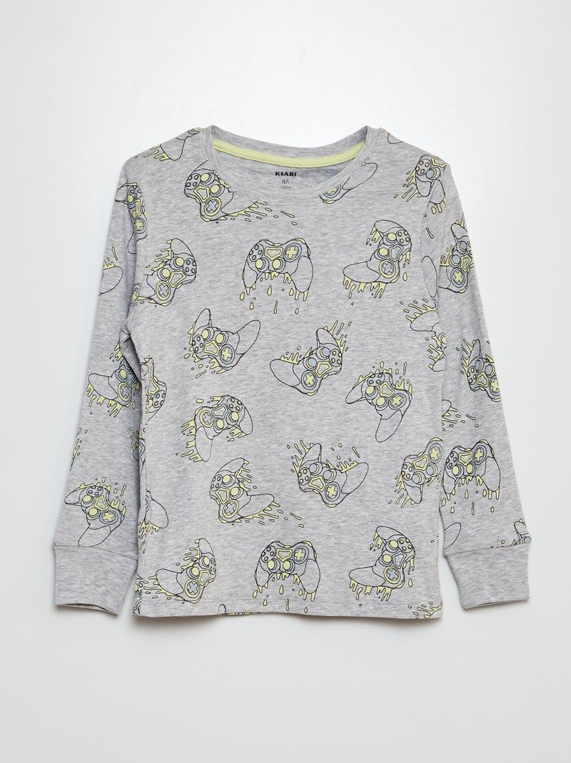 Pigiama lungo t-shirt + pantaloni - 2 pezzi GRIGIO - Kiabi