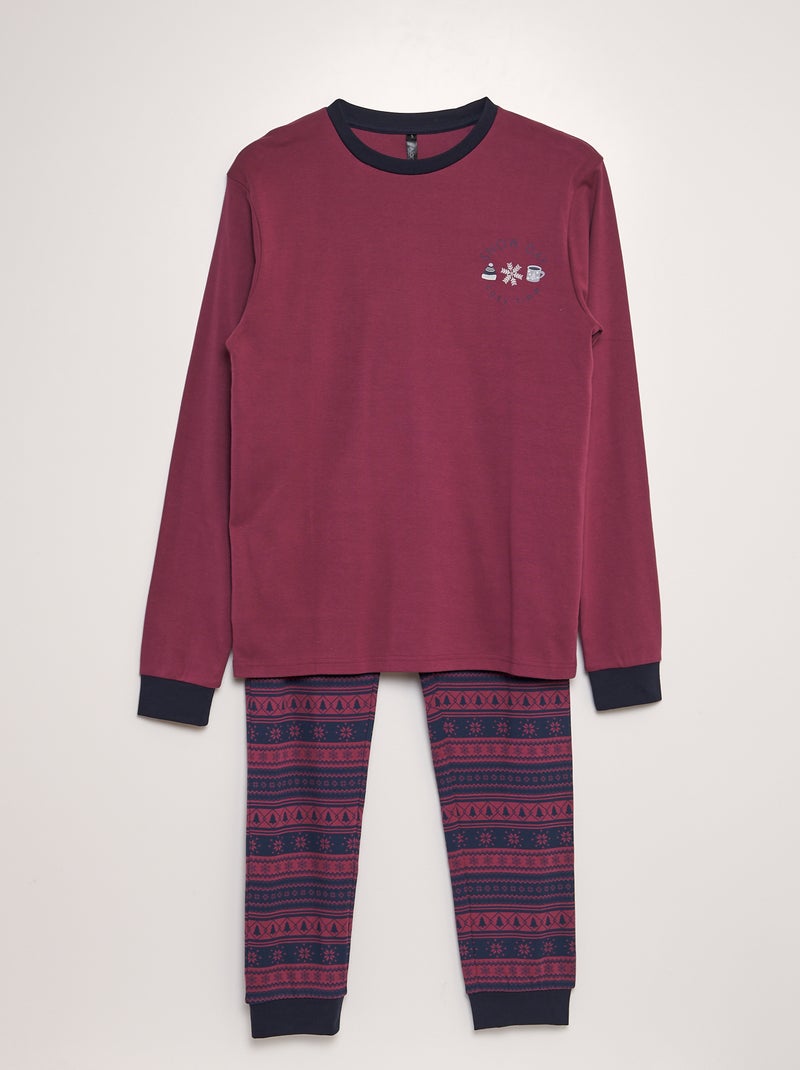 Pigiama lungo t-shirt + pantaloni - 2 pezzi ROSSO - Kiabi