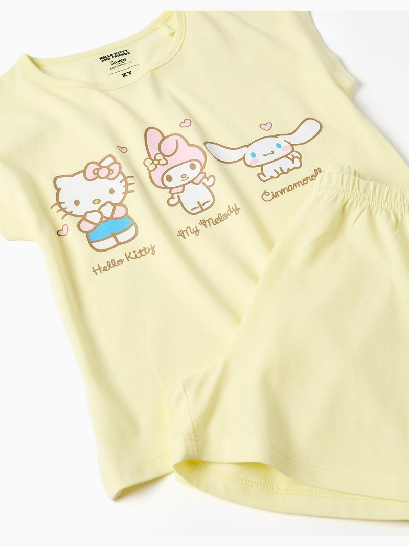 Pigiama manica corta realizzato in cotone con stampa Hello Kitty Giallo chiaro - Kiabi