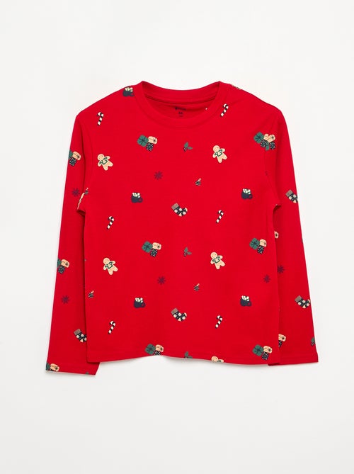 Pigiama 'Natale' 2 pezzi - T-shirt a maniche lunghe + pantaloni - Kiabi Pigiama 'Natale' 2 pezzi - T-shirt a maniche lunghe + pantaloni - Kiabi