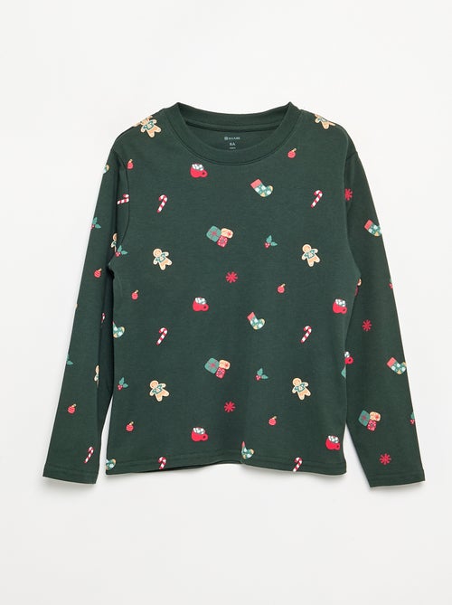 Pigiama 'Natale' 2 pezzi - T-shirt a maniche lunghe + pantaloni - Kiabi Pigiama 'Natale' 2 pezzi - T-shirt a maniche lunghe + pantaloni - Kiabi