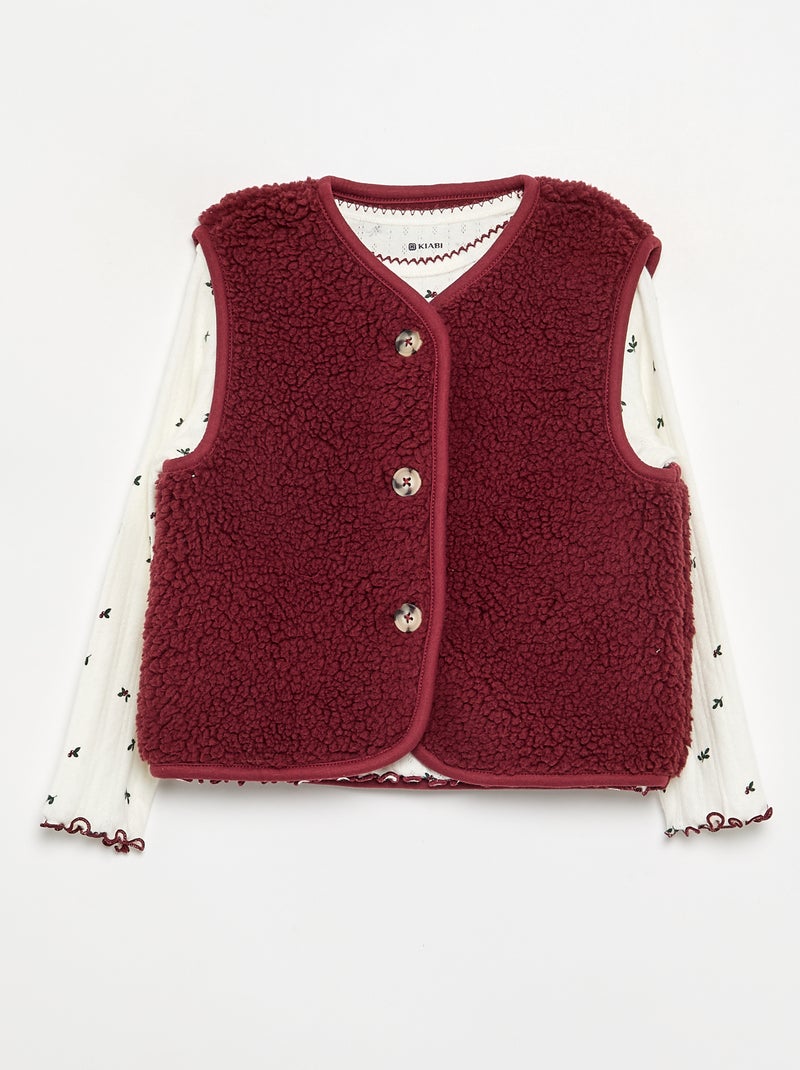 Pigiama 'Natale' 3 pezzi - T-shirt + pantaloni + cardigan smanicato Bianco - Kiabi