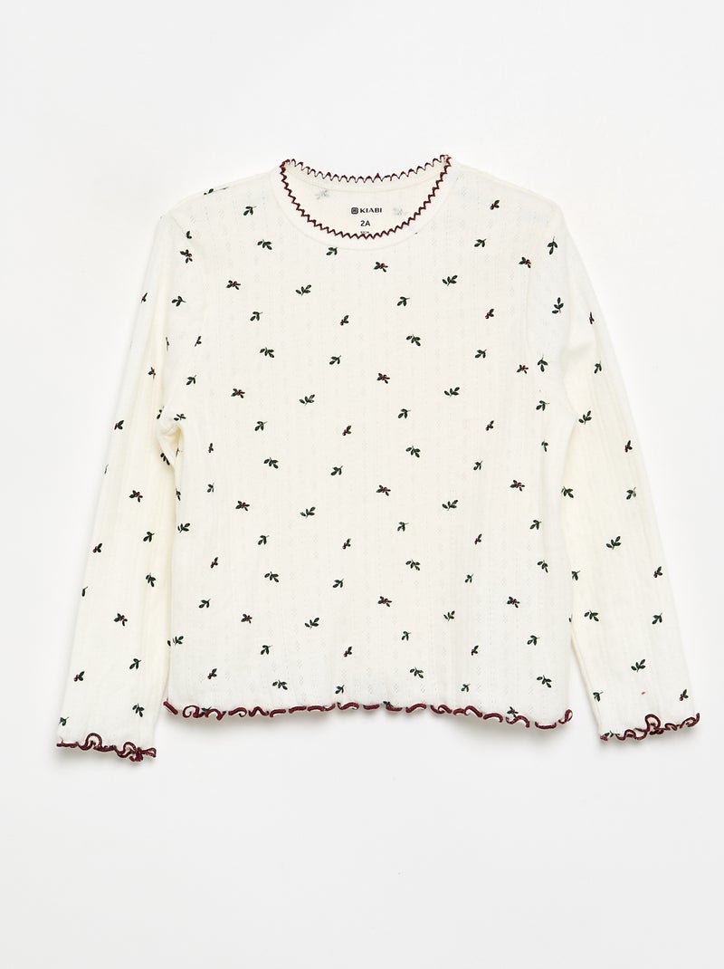 Pigiama 'Natale' 3 pezzi - T-shirt + pantaloni + cardigan smanicato Bianco - Kiabi