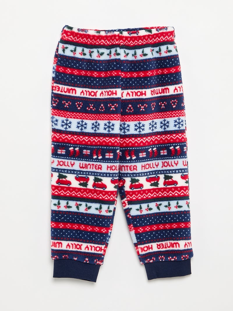 Pigiama "Natale" jacquard in pile 2 pezzi - Felpa + pantaloni Blu - Kiabi
