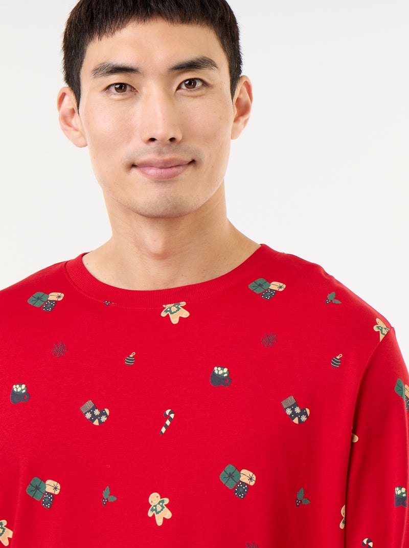 Pigiama natalizio 2 pezzi t-shirt + pantaloni - 2 pezzi Rosso - Kiabi