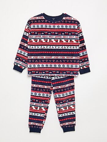 Pigiama natalizio in pile 2 pezzi bambina e bambino - Felpa + pantaloni