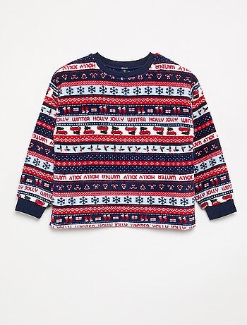 Pigiama natalizio in pile 2 pezzi bambina e bambino - Felpa + pantaloni