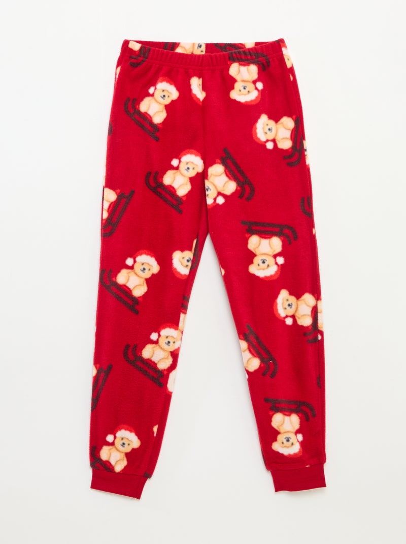 Pigiama natalizio in pile all-over Rosso - Kiabi