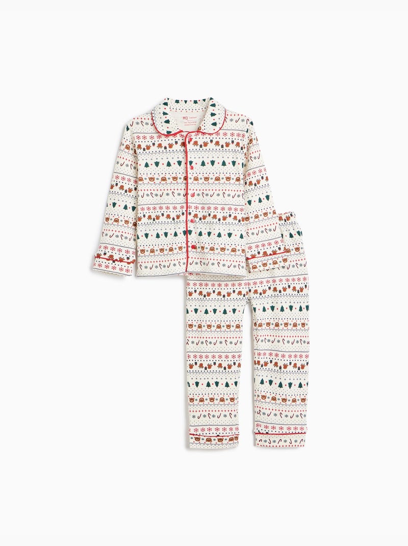Pigiama natalizio stile camicia, mo fashion Beige - Kiabi