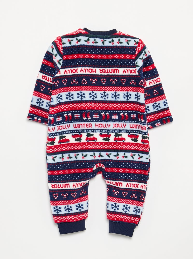 Pigiama neonato bimbo e bimba "Natale" in pile Blu - Kiabi