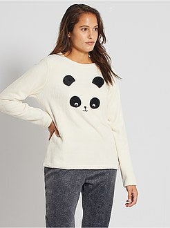 Pigiama 'panda' in maglia peluche - Kiabi