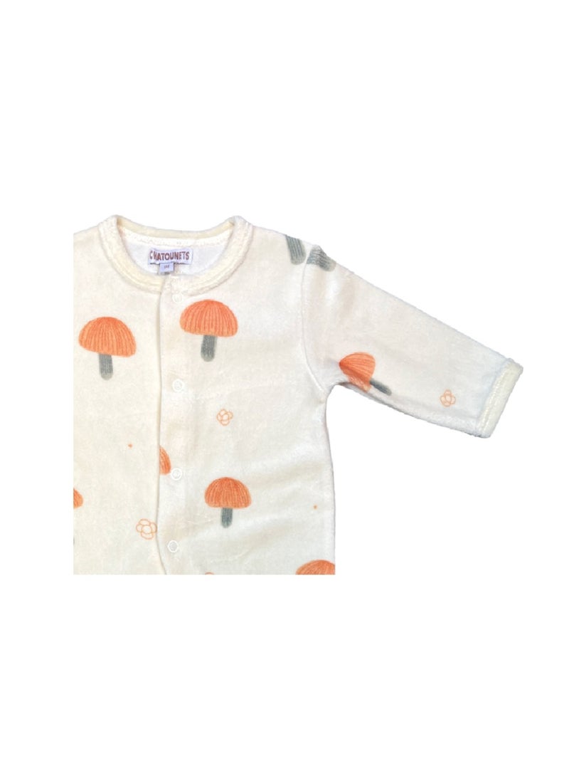Pigiama per neonati in velluto a forma di fungo di Les Chatounets Beige - Kiabi