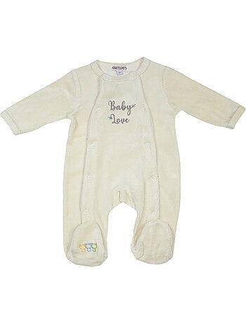 Pigiama per neonati in velluto Baby Love di Les Chatounets