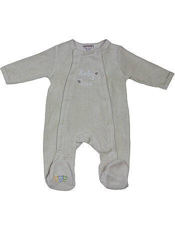 Pigiama per neonati in velluto Baby Love di Les Chatounets