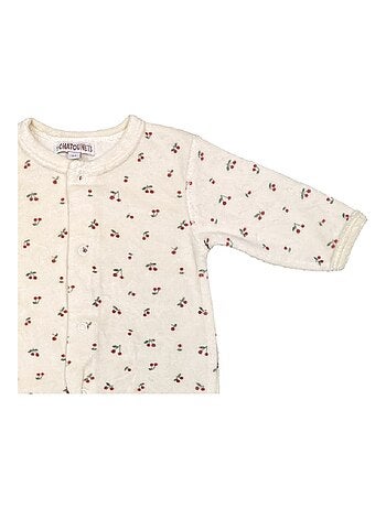 Pigiama per neonati in velluto color ciliegia di Les Chatounets