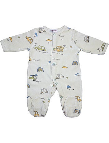 Pigiama per neonati in velluto "Vrooom" di Les Chatounets