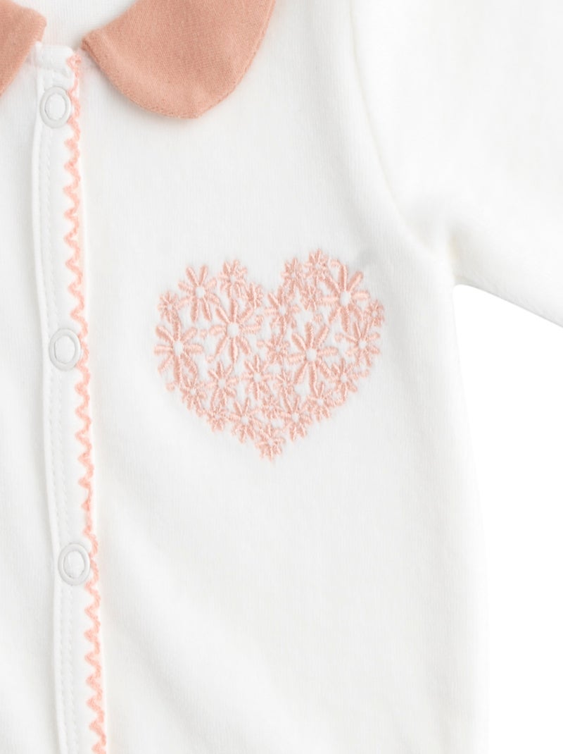 Pigiama per neonato con colletto in - SAUTHON Bianco Rosa - Kiabi