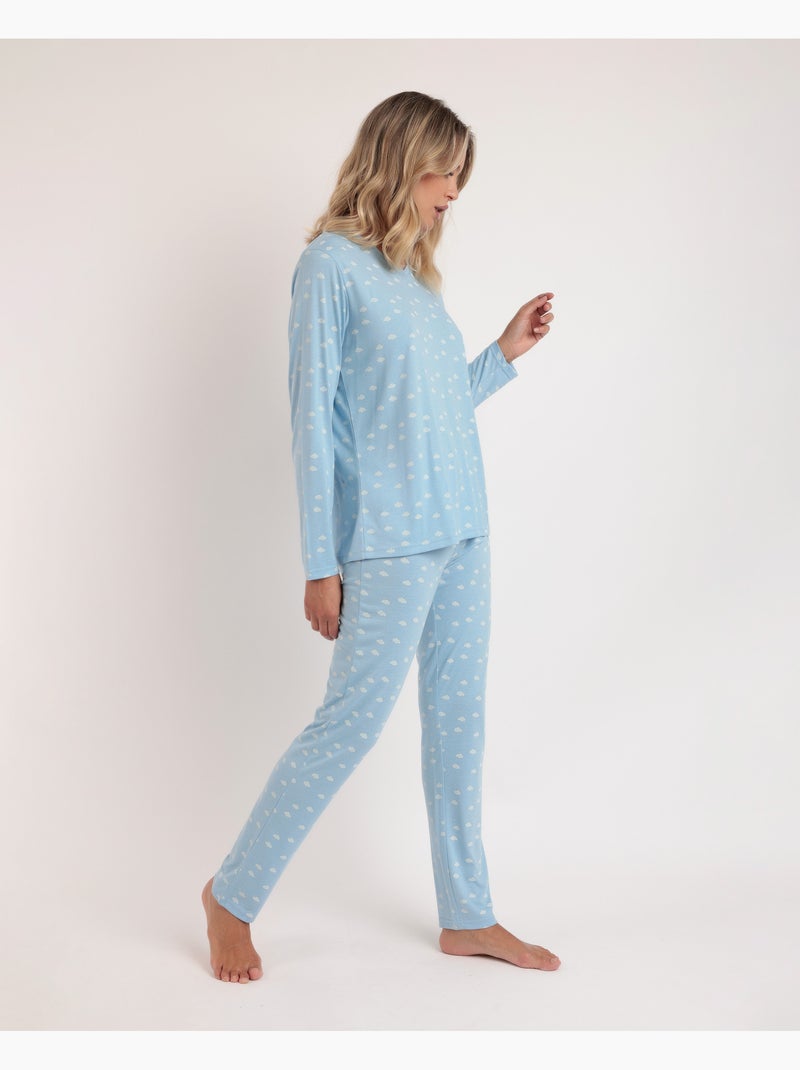 Pigiama premaman a maniche lunghe da donna ADMAS CLASSIC Cloud Peak Blu - Kiabi