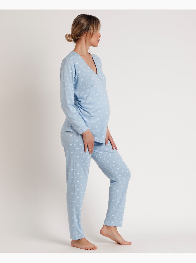 Pigiama premaman a maniche lunghe da donna ADMAS CLASSIC con nuvole Blu - Kiabi