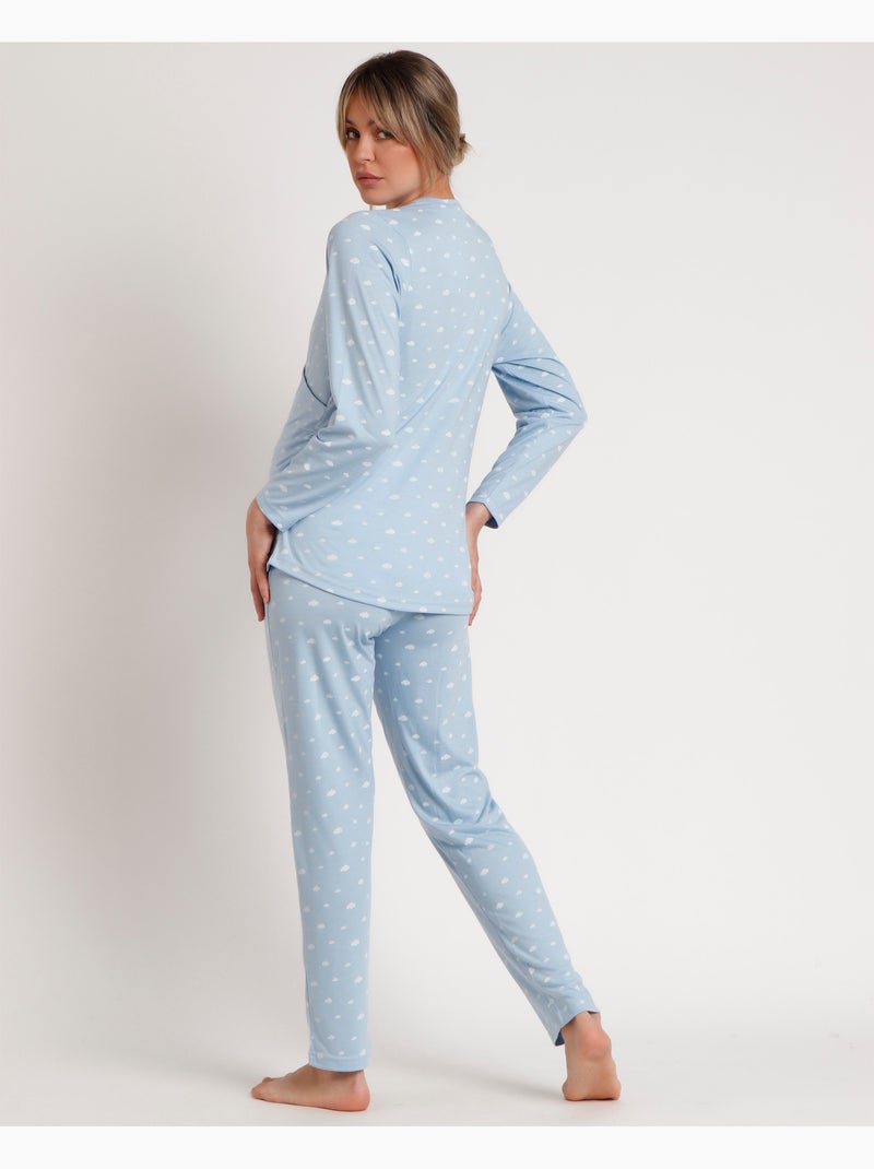 Pigiama premaman a maniche lunghe da donna ADMAS CLASSIC con nuvole Blu - Kiabi
