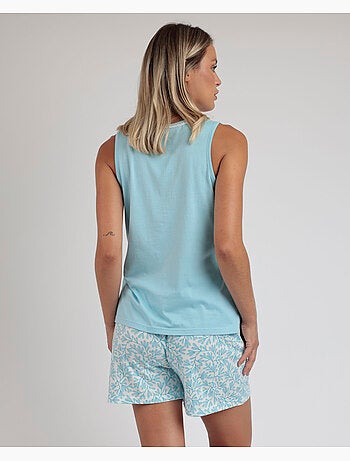 Pigiama senza maniche ADMAS CLASSIC da donna con foglie primaverili