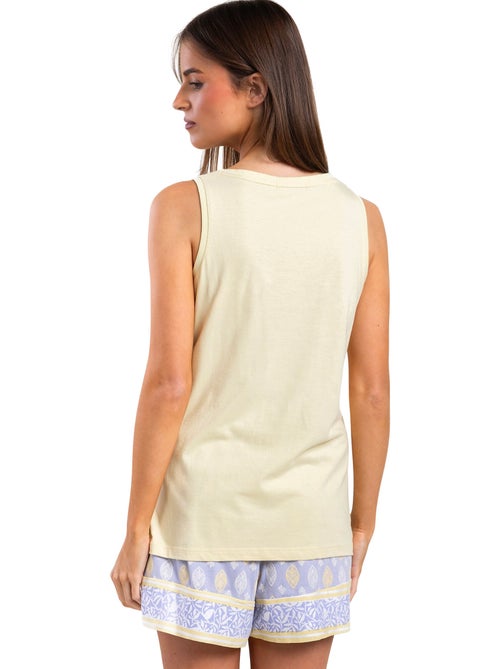 Pigiama senza maniche ADMAS color lavanda e burro da donna - Kiabi Pigiama senza maniche ADMAS color lavanda e burro da donna - Kiabi