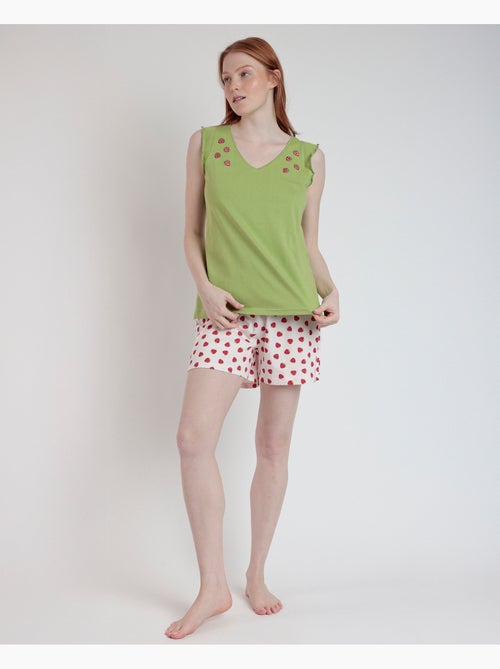 Pigiama senza maniche da donna ADMAS Strawberry Field - Kiabi Pigiama senza maniche da donna ADMAS Strawberry Field - Kiabi