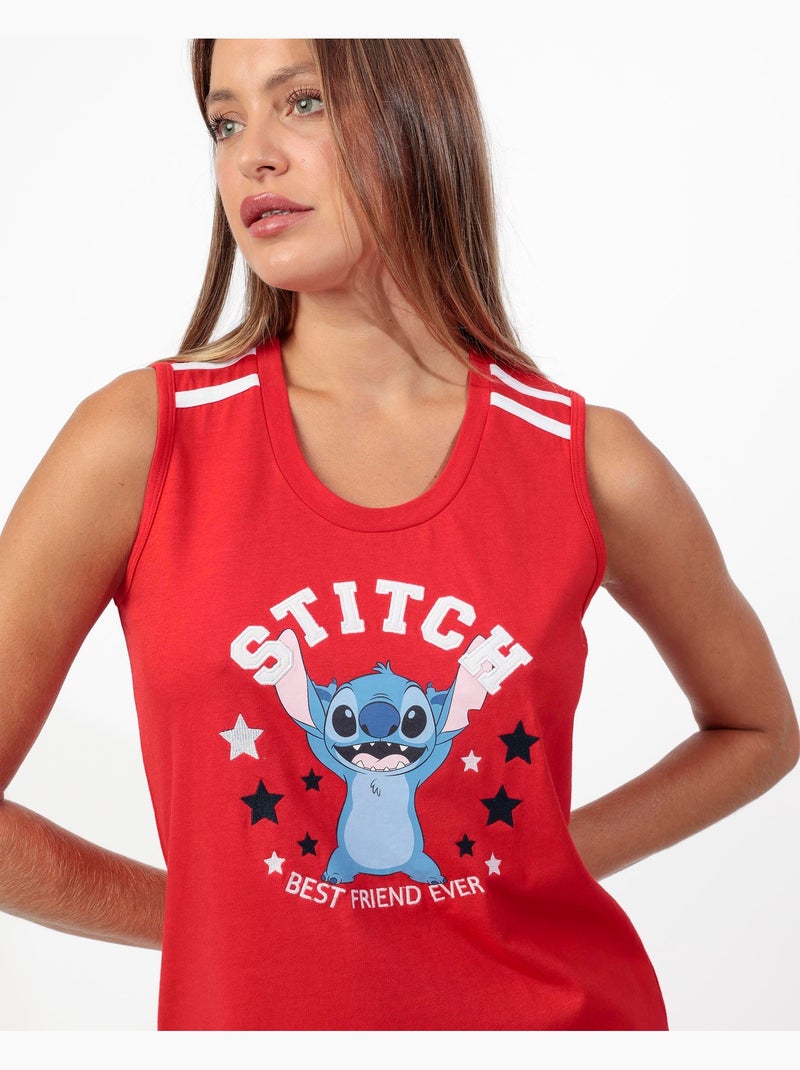 Pigiama senza maniche da donna DISNEY Stitch University Rosso - Kiabi