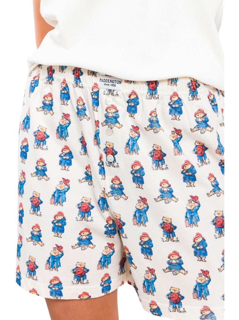 Pigiama senza maniche da donna PADDINGTON CLASSIC con stampa acquerello Ecru - Kiabi