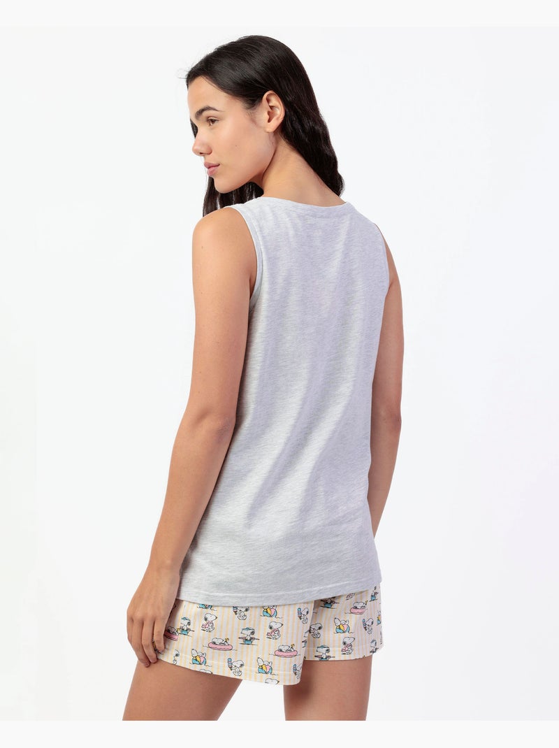 Pigiama senza maniche da donna PEANUTS Summer Break Grigio melangiato - Kiabi
