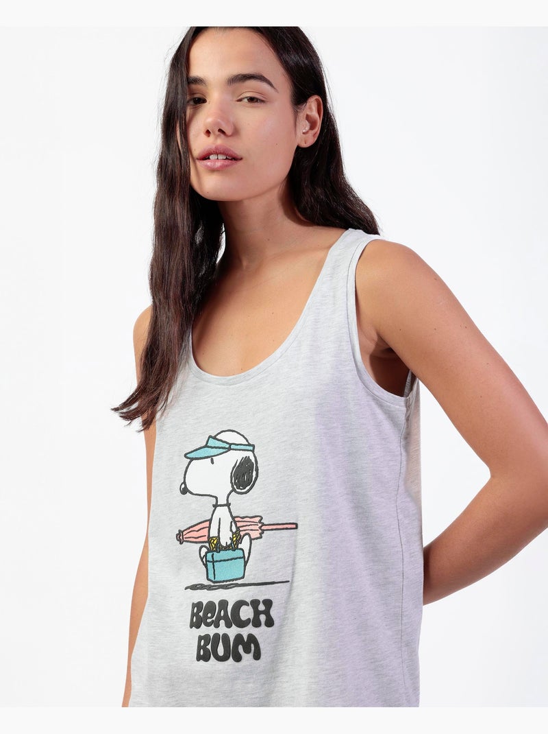 Pigiama senza maniche da donna PEANUTS Summer Break Grigio melangiato - Kiabi