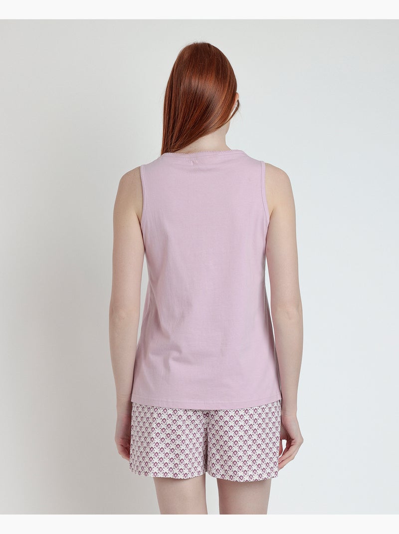 Pigiama senza maniche in stile greco da donna STAY AT HOME Malva - Kiabi