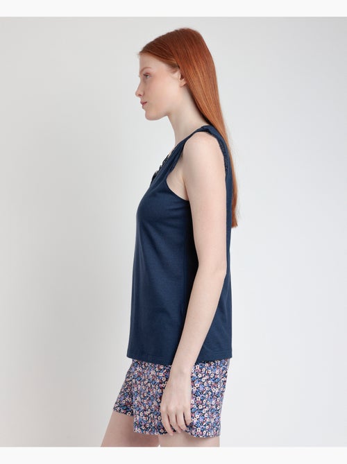 Pigiama senza maniche Liberty blu e rosa da donna ADMAS - Kiabi Pigiama senza maniche Liberty blu e rosa da donna ADMAS - Kiabi