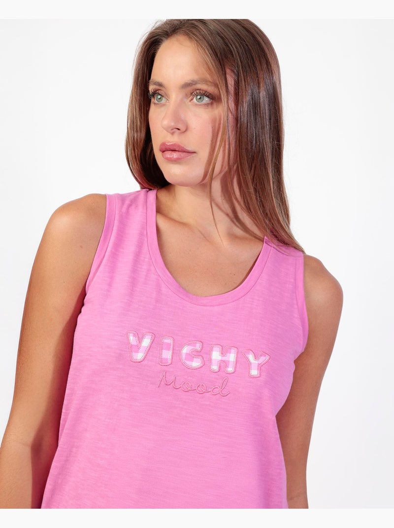 Pigiama senza maniche Vichy Mood da donna ADMAS Rosa - Kiabi