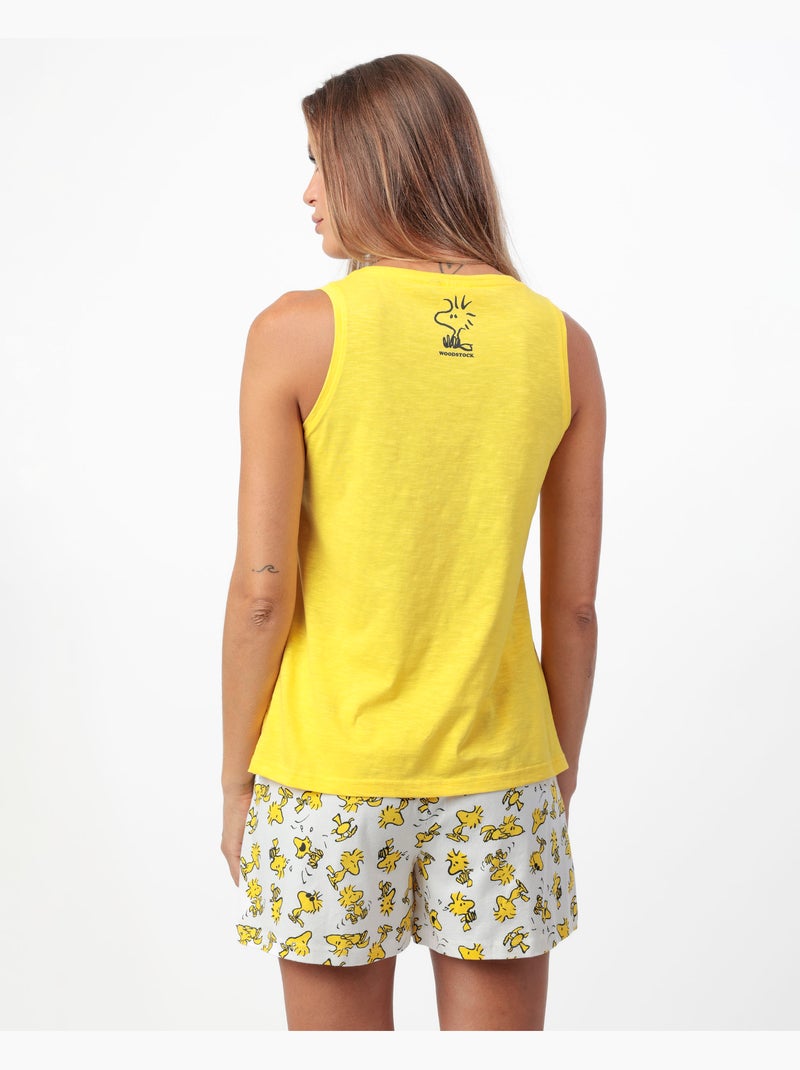 Pigiama senza maniche Woodstock da donna PEANUTS Blu Giallo - Kiabi