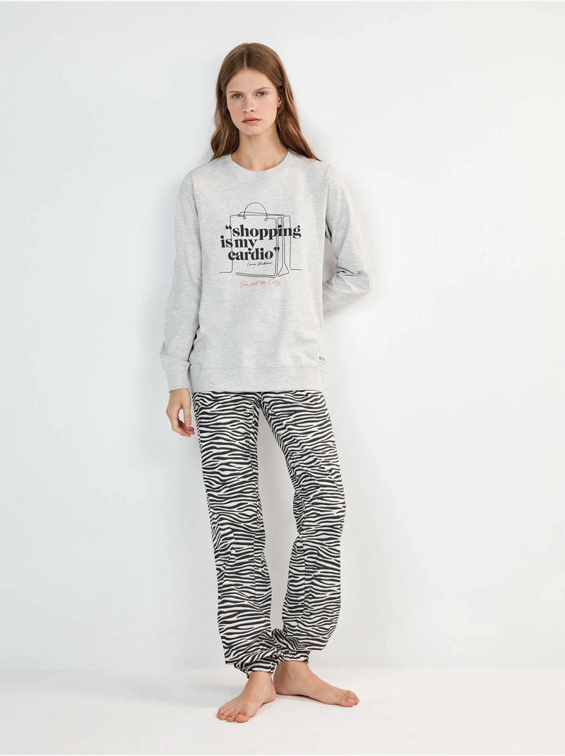 Pigiama sex and the city con pantaloni stampati animalier Grigio - Kiabi