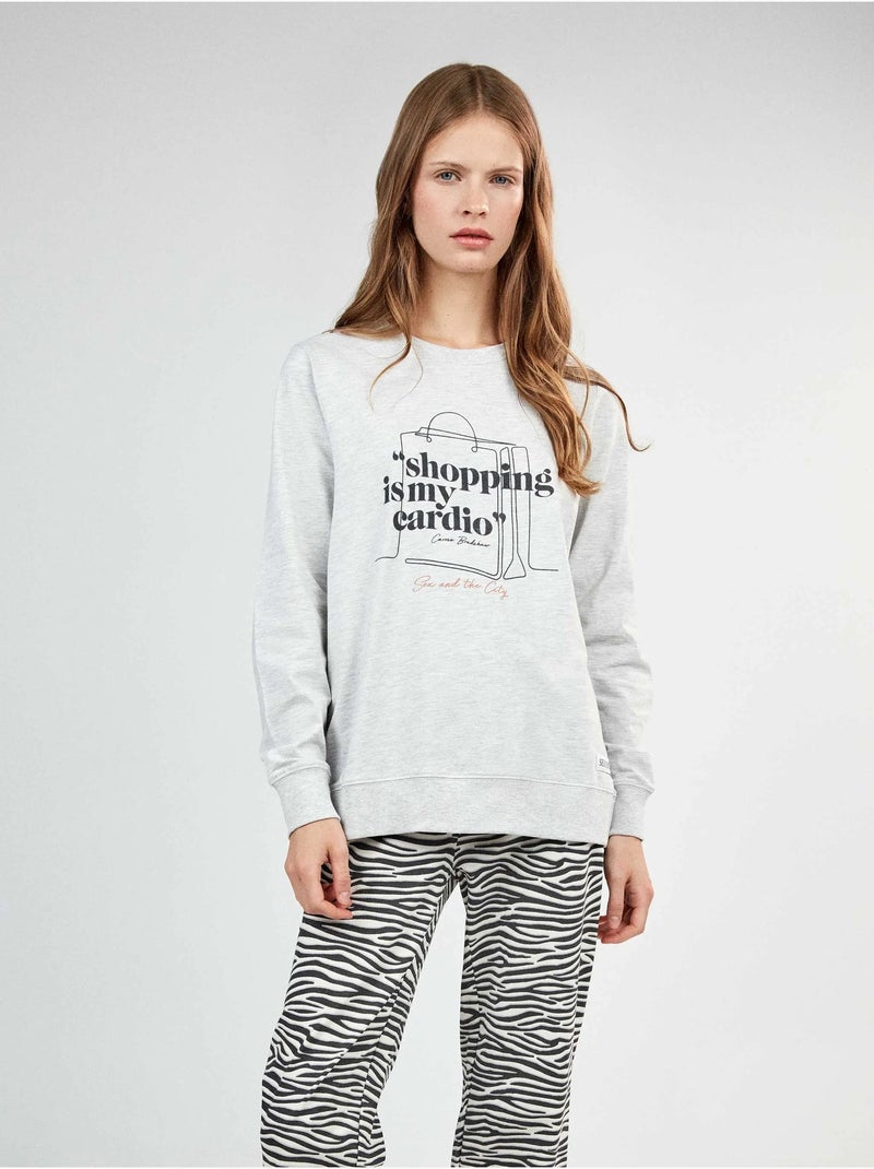 Pigiama sex and the city con pantaloni stampati animalier Grigio - Kiabi